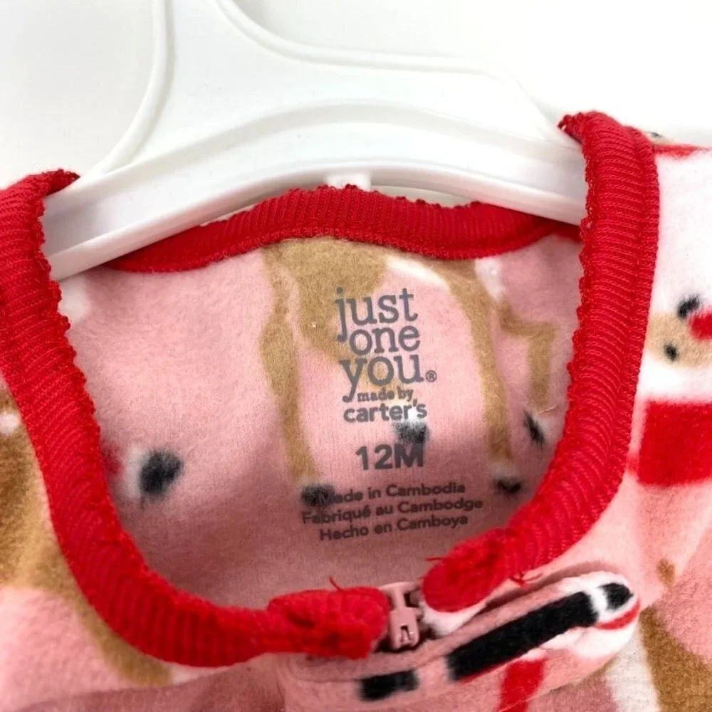 Carter's Just One You® Toddler Santa Reindeer Fleece Footed Pajamas Pink 12M